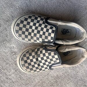 Vans Kids Checkered Slip-On Shoes - Black and Cream